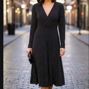 New J. Jill Black and White Long Sleeve Dress